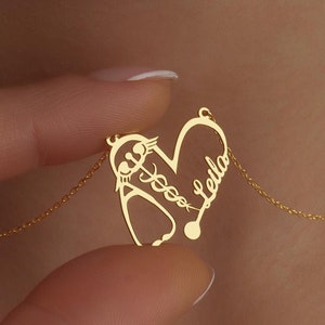 14K Solid Gold Stethoscope Necklace, Personalized Medical Student Gift, Doctor Jewelry, Graduation Gift, Caduceus Jewelry, Nurse Gifts