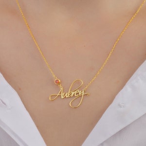 Birthstone Name Necklace – Custom Name Necklace with Birthstone - Personalized Name Jewelry – Necklaces For Women – Birthday Gift - Gift Mom