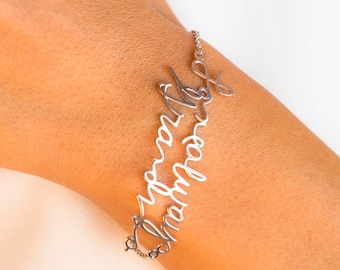 Handwriting Bracelet • Custom Actual Handwriting Jewelry • Signature Bracelet • Memorial Personalized Christmas Gift • Gift Bracelet for Mom