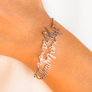 Handwriting Bracelet • Custom Actual Handwriting Jewelry • Signature Bracelet • Memorial Personalized Christmas Gift • Gift Bracelet for Mom