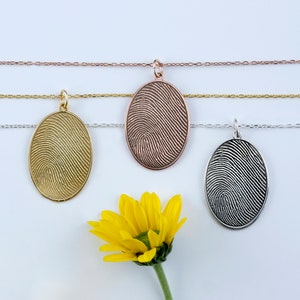 Fingerprint jewelry Necklace Fingerprint Handwriting Necklace in Sterling Silver ·Memorial Finger Print Jewelry·Actual Finger Print Necklace
