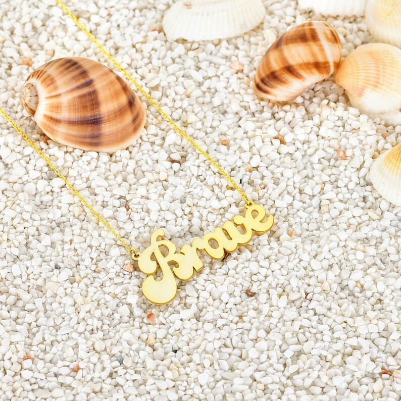 Stainless Steel Name Necklace Name Initial Nickname Etsy