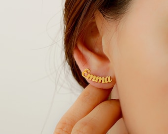 Custom Name Earrings • Personalized Gift for Her • Minimalist Earrings • Personalized Earrings • Mother&#39;s Gift • BridesMaids Gifts