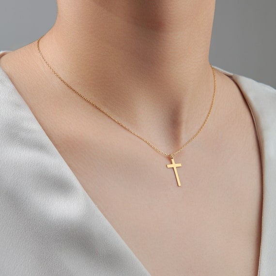 Mothers Day Gift Necklace.baptism Cross Necklace.sideway Cross