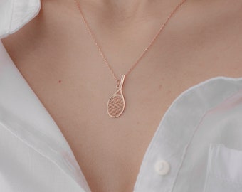 Tennis racket necklace. Tennis racquet necklace. Custom Necklace.Custom silver tennis racket necklace . Silver gift necklace. Gift for her.