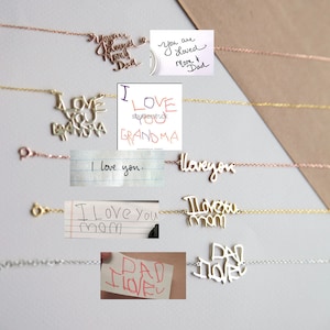Handwriting Necklace • Custom Actual Handwriting Jewelry • Signature Necklace • Memorial Personalized Christmas Gift • Mother&#39;s Gift