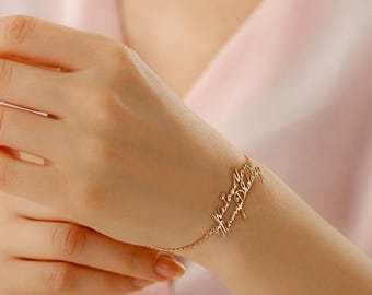 Custom Handwriting Bracelet Sterling Silver Actual Handwriting Jewelry Signature Bracelet  Handwritten Bracelet or Women Christmas Gifts