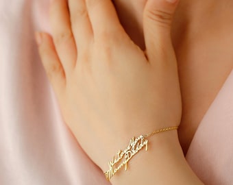 Handwriting Bracelet Custom Actual Handwriting Jewelry Family Name Bracelet Signature Bracelet Silver Handwritten Bracelet Christmas Gift