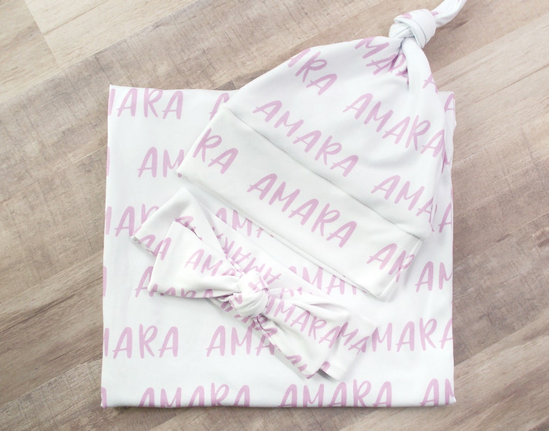 Personalized Baby Blanket Hat or Bow Etsy