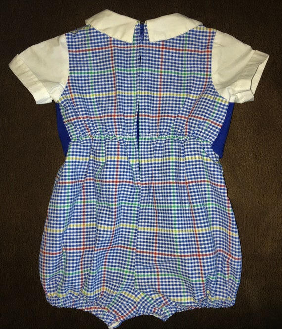 Vintage Baby Boy Summer Bubble Romper Suit Bow Ti… - image 3