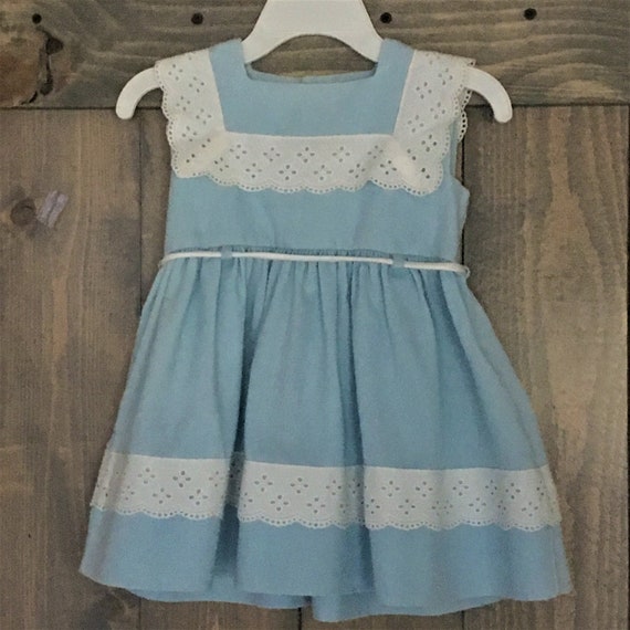 Vintage Toddler Girl Dress Blue White Eyelet Summer Cotton Size 2 3 EUC -  Etsy