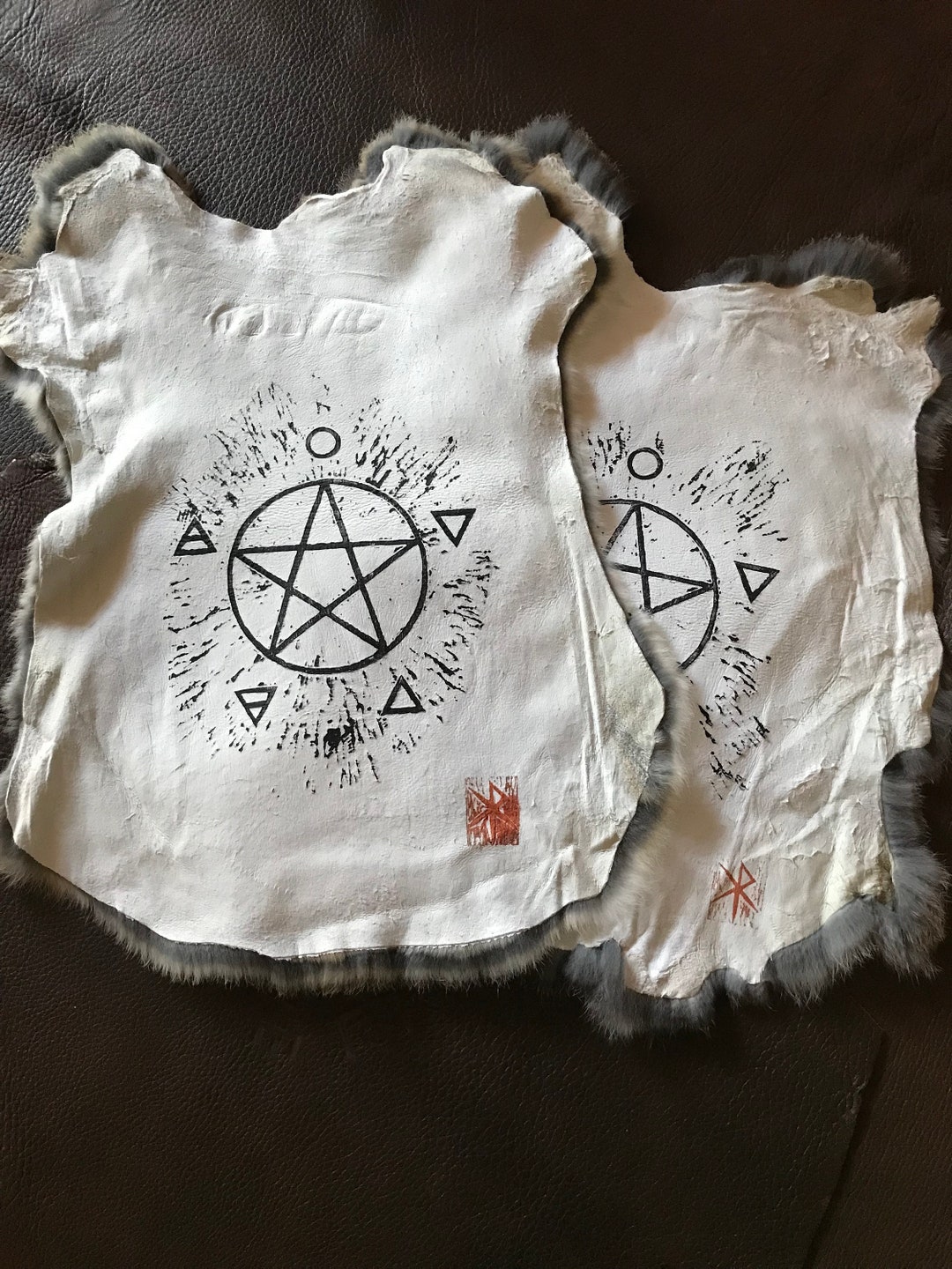Wiccan Pentacle Ritual Cloth, Block Printed Rabbit Hide. - Etsy