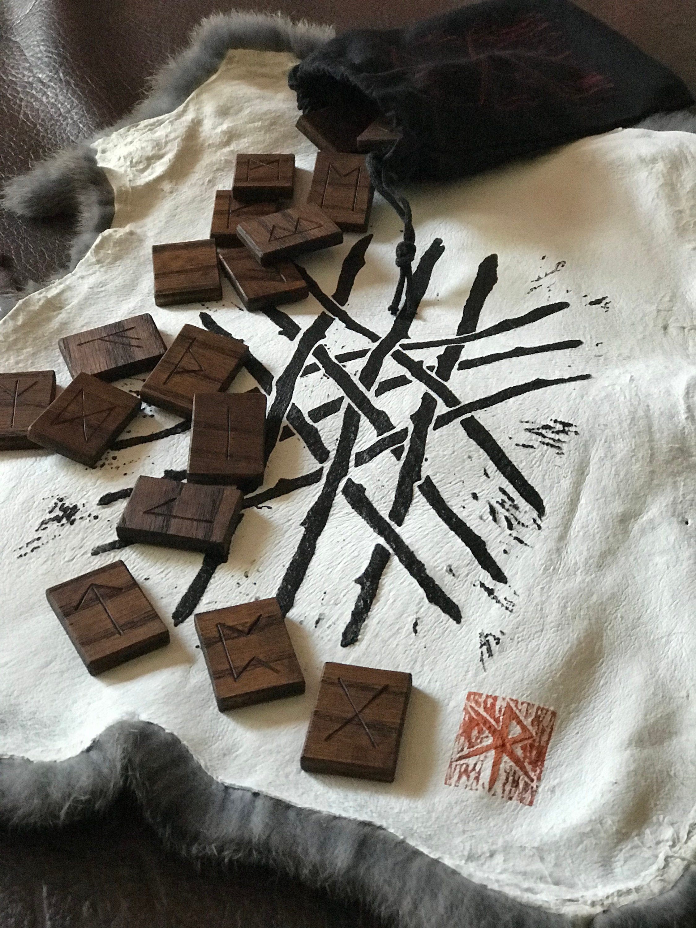 Ritual Altar Cloth Natural Rabbit Hide Pagan Black Ink Web of - Etsy