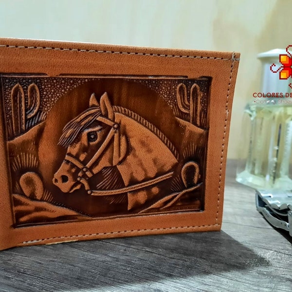 Leather wallet handmade horse. men wallet. Monogram Mens. gif for him