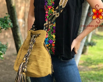 Mexican Crossbody bag - Tote Bag - Mexican handmade purse - Boho Hippie tote - women purse