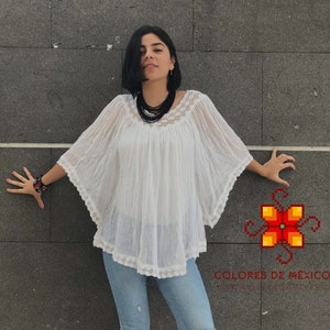 Mexican Blouse, Handmade Blouse , blouse Women Long Angel Sleeve More Colorful - One Sizes