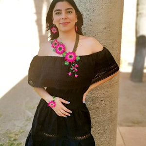 Mexican Dress - off shoulder dress - long dress - Embroidered Dress - Traditional Dress - mexican dress up - mexican folk dress