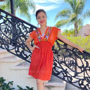 Mexican dress mini. Embroidered flowers dress and . Traditional Dress - mexican style - mexican folk dress all sizes