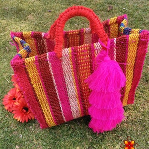Mexican tote bag - mexican jute bag- Mexican handmade purse - Boho Hippie tote - womens purse more colors -