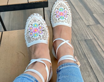 Greek Shoes Huarache sandals women, Mexican Women Shoes, leather shoes, leather sandals for women, Leather huarache sandal, summer sandals