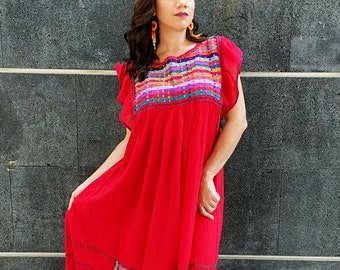 Mexican Dress butterfly sleeves - long dress - Embroidered Dress - Traditional Dress - mexican dress - mexican folk dress - Floral Dress