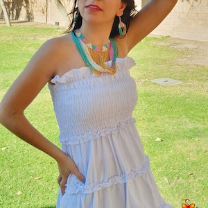 Mexican Dress without straps. Mini dress. Handmade dresses. Above the knee - Embroidered Dress - Traditional Mexican Dress more colors