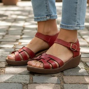 Leather Huarache sandals ankle strap platform, Mexican Leather sandals, Mexican Huarache Sandal, womens sandals, summer shoes, casual sandal image 2