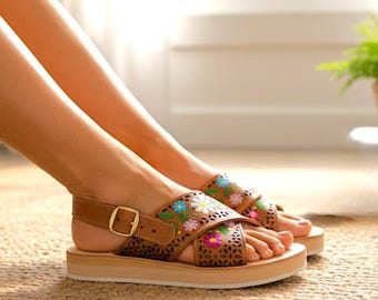 Huarache sandals, Platform leather Sandals - Mexican Women Shoes - Mexican leather huaraches - comfortable women shoes - leather sandals
