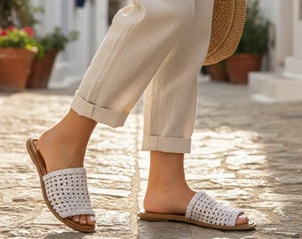 Sandálias Huarache de Couro, Sandálias de Couro Trançado com Bico Quadrado, Sandálias Huarache Mexicanas Feitas à Mão, Sandálias Boho Mexicanas Femininas, Sandálias Rasteiras de Verão