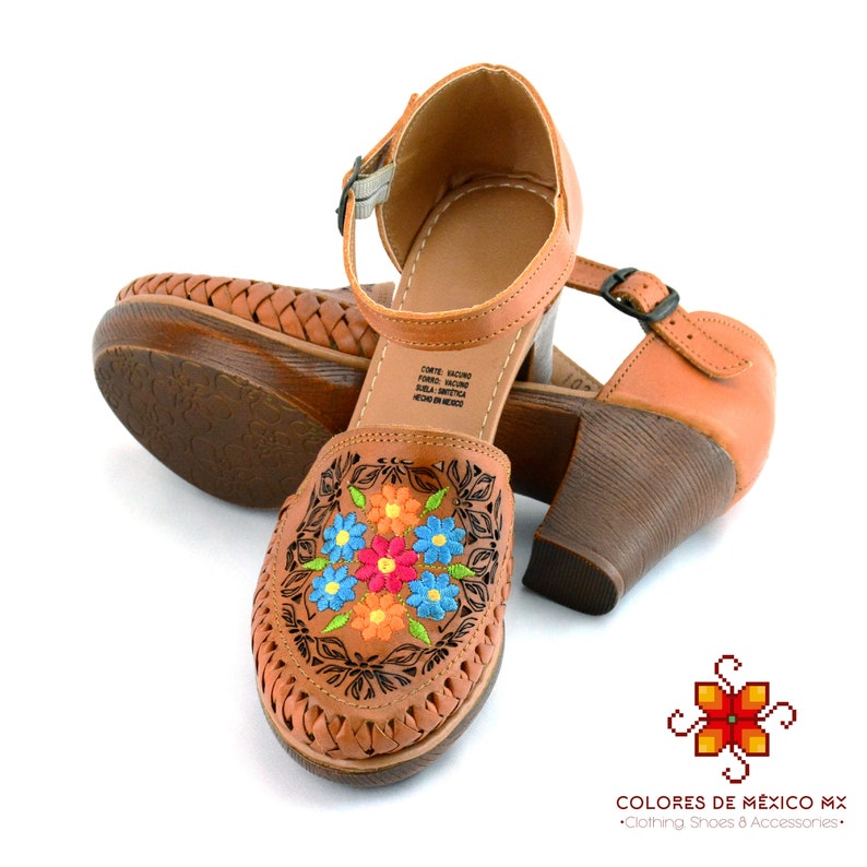 Leather Shoes, Platform shoes for womens, huarache sandals, Mexican shoes, embroidered shoes, sandals handmade, huarache sandals women image 5