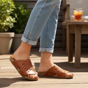Leather Huarache Sandals – Wide Fit – Handmade Mexican Comfort Sandals – Woven Leather – Roomy and Comfortable Sole - Mexican sandals