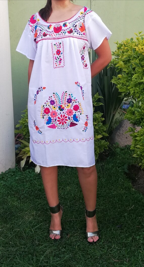 mexican white dress with flowers