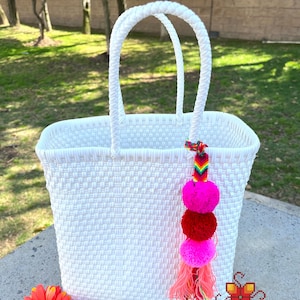 Handmade plastic bag small - handycraft bag - Mexican bag for women - artisan bag - Summer bag - Beach bag - craft bag - handmade lunch bag