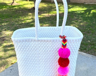 Handmade plastic bag small - handycraft bag - Mexican bag for women - artisan bag - Summer bag - Beach bag - craft bag - handmade lunch bag