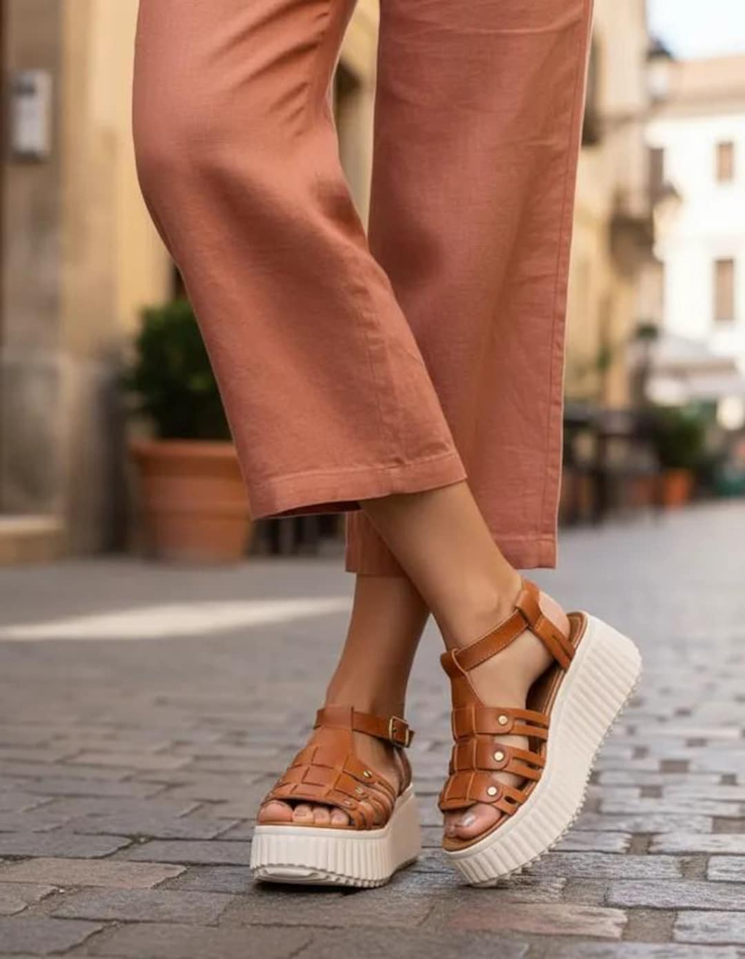 Leather Huarache Sandals Platform Ankle Strap, Mexican Leather