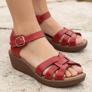 Leather Huarache sandals ankle strap platform, Mexican Leather sandals, Mexican Huarache Sandal, womens sandals, summer shoes, casual sandal image 1