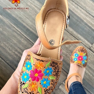 Leather Shoes, Platform shoes for womens, huarache sandals, Mexican shoes, embroidered shoes, sandals handmade, huarache sandals women image 8