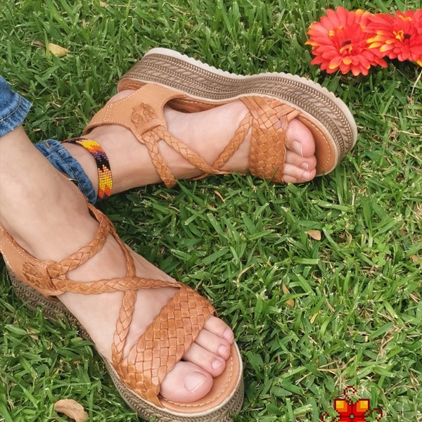 Platform leather Sandals - Huarache sandals - Mexican Women Shoes - Mexican leather huaraches - mexican shoes - comfortable boho sandals