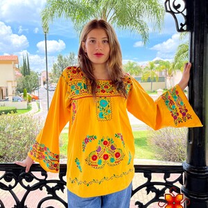 Mexican Blouse - Handmade Blouse - Embroidered blouse - floral blouse - Bell Sleeve blouse - more Colors - All Sizes image 2