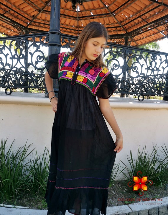 Mexican Dress Butterfly Sleeves Long Dress Embroidered Dress