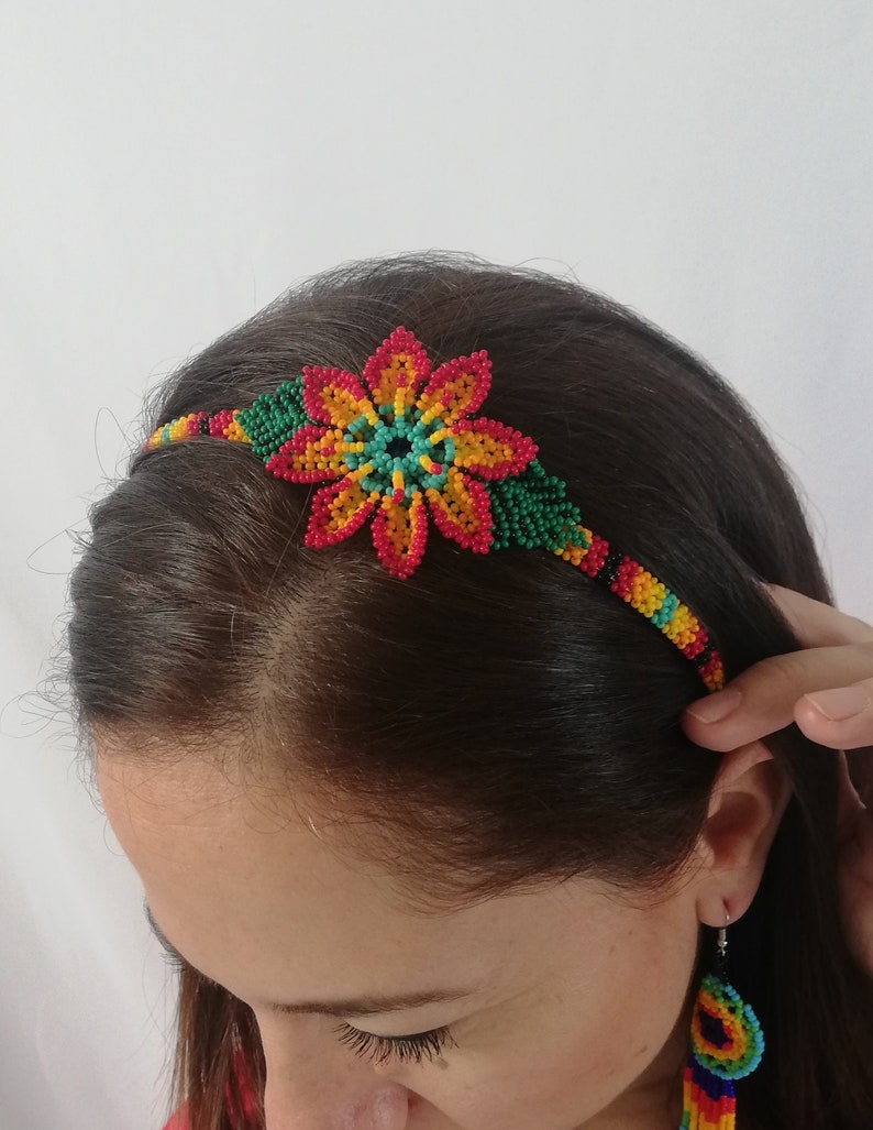 Mexican hair headband chaquira hair headband Chiapas hair headband hair headband handmade Colorfulhair headband bead hair headband