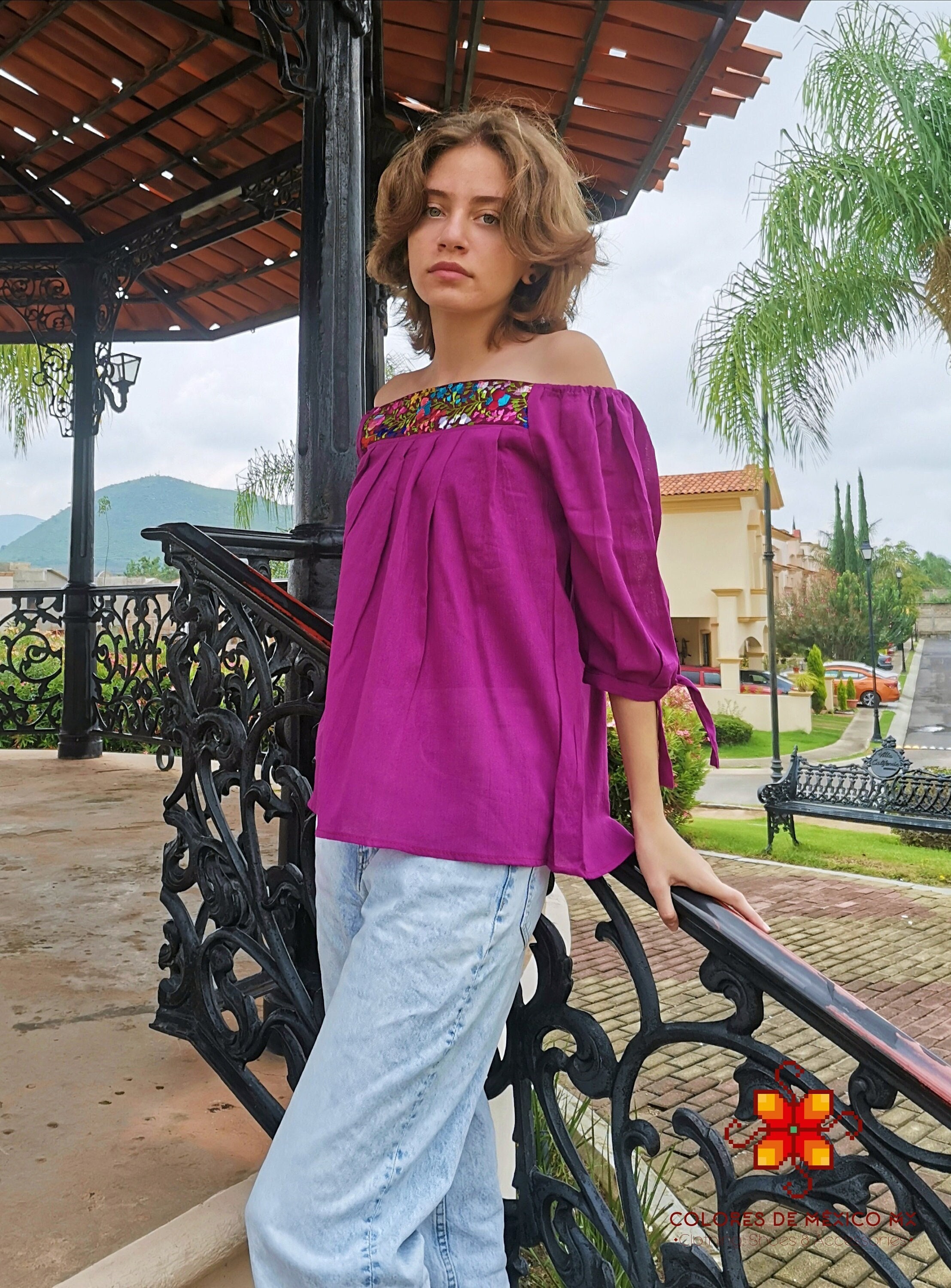 Camicetta Da Donna All'ingrosso Color Pietra Ricamata Blu Navy - 77942 - Foto 7