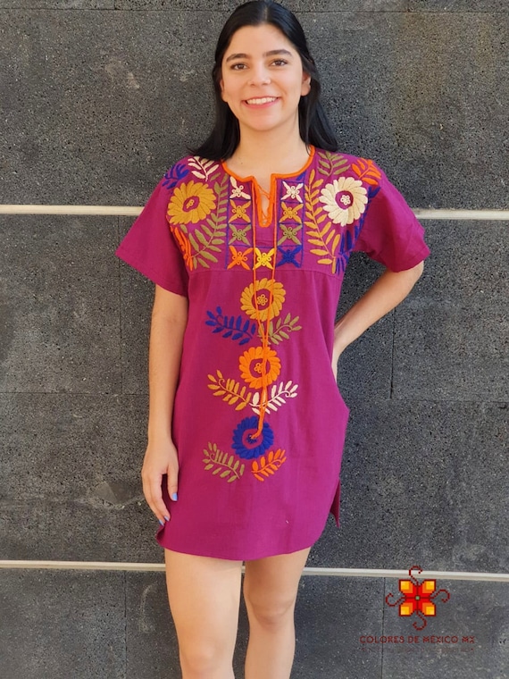 mexican embroidered mini dress Mexican off the shoulder mini dress main image 0