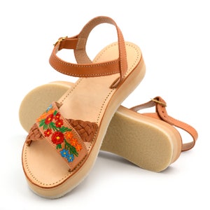 Sandales Huarache plateforme, sandales en cuir plateforme, chaussures pour femmes mexicaines, huaraches en cuir mexicain, chaussures confortables pour femmes, sandale mexicaine