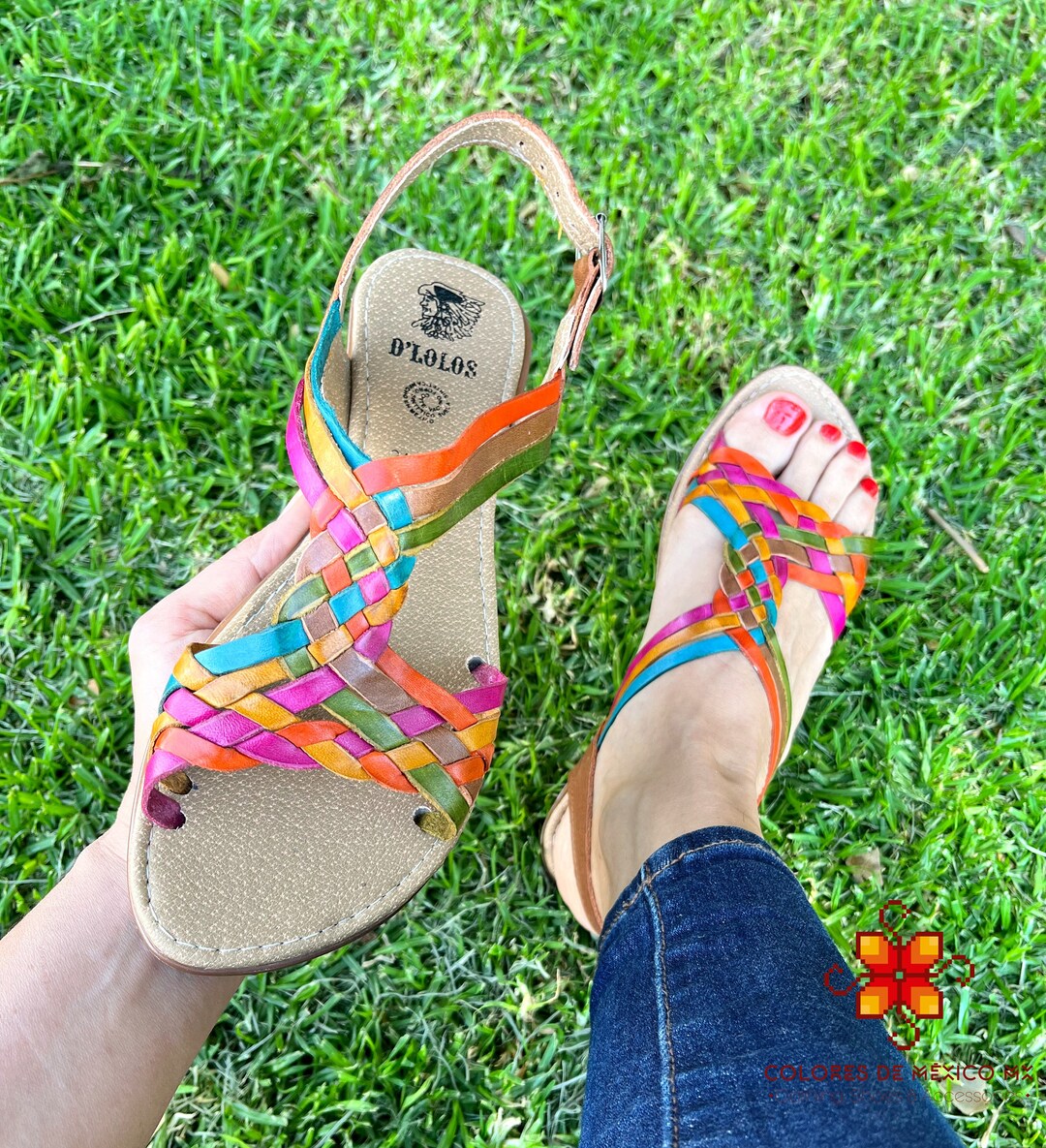Mexico En La Piel Damen Huarache Sandalen - Handgefertigt Aus Echtem Leder, Mit Kreppsohle, Made In Mexico