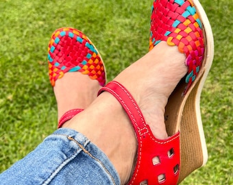 Leather sandals - Huarache sandals women - Mexican Huarache - women Platform shoes - platform sandals - Mexican Style - Womens shoes