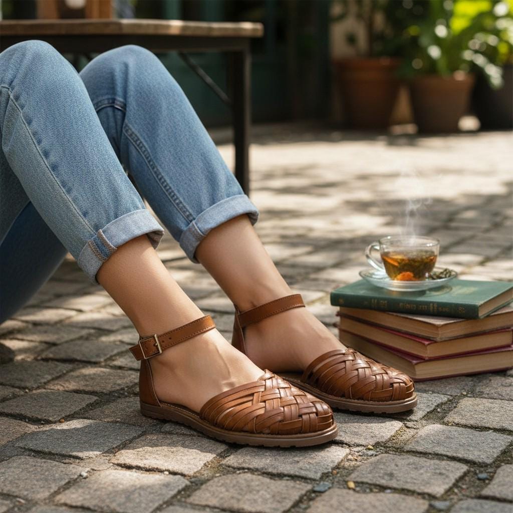 Mexican Leather Huarache sandals with Ankle Strap for Women, Mexican sandals, Mexican Shoes, leather sandals for women