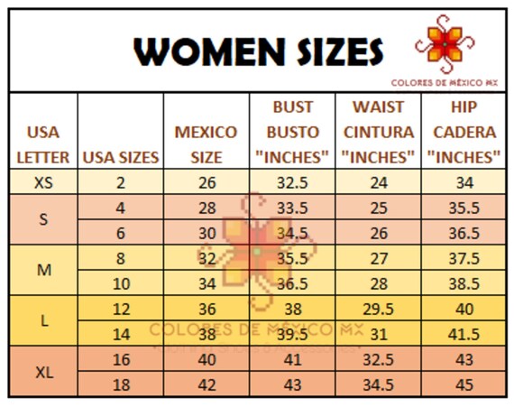 Mexican clothing sizes to best sale american