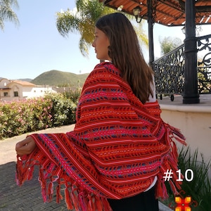 Mexican shawl traditional rebozo - Pashmina shawl - Mexican Poncho for the winter - colorful shawl