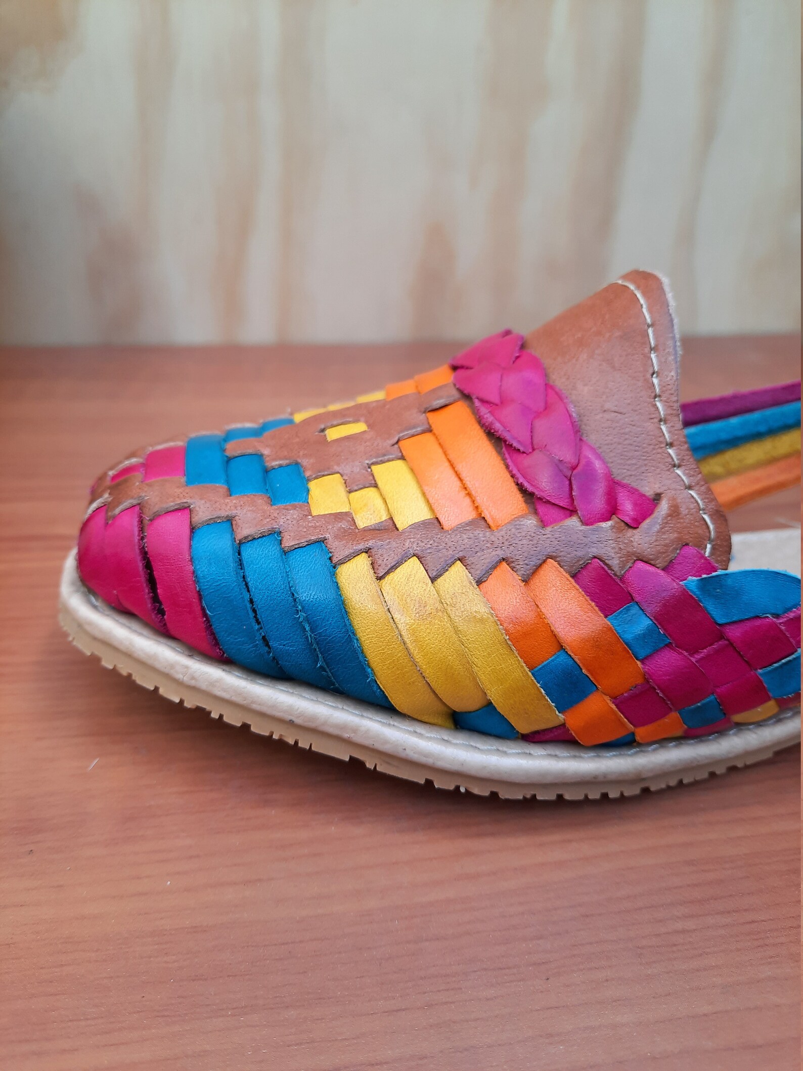 Leather Sandals Mexican Boho Hippy Rainbow Color Women Shoes Etsy